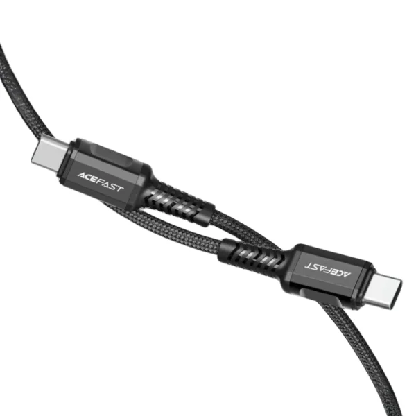 un cable de carga rápida color negro USB-C a USB-C 2