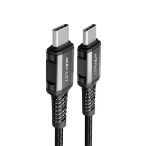 un cable de carga rápida color negro USB-C a USB-C 4