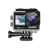 una camara deportiva de la marca ausek modelo Q60TR con calidad 4k con su accesorio para poderla sumergir