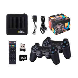 consola de videojuegos retro g11 pro con sus accesorios y su caja