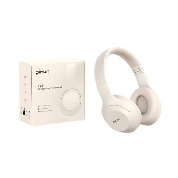 audifonos inalambricos tipo casco color beige de la marca picun modelo b01s 2