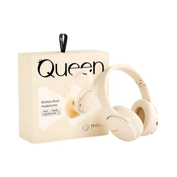 audífonos inalambricos tipo casco color beige de la marca picun modelo queen 2