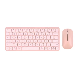 combo de teclado y mouse inalámbrico rosado