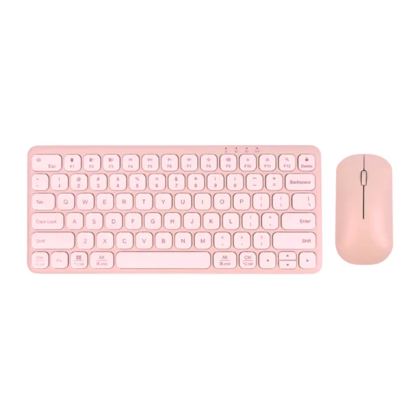 combo de teclado y mouse inalámbrico rosado