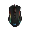 un mouse con cable color negro marca redragon griffin m607