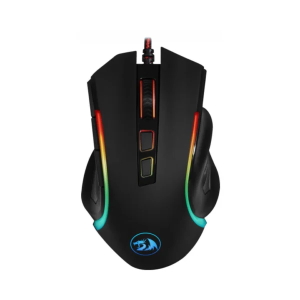 un mouse con cable color negro marca redragon griffin m607