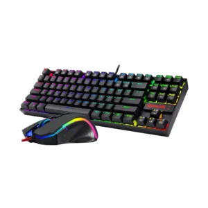 un combo de teclado y mouse color negro con luces led k552rgb y un muse griffin