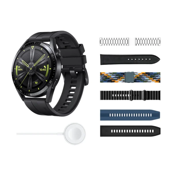 un kit 4 pro suite de smartwatch negro redondo con seis brazaletes 3