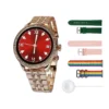 un kit de un reloj redondo gen 9 max en color rojo con sus brazaletes