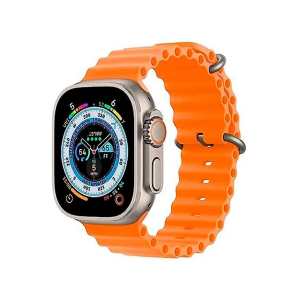 un reloj cuadrado modelo i8 ultra en color naranja