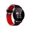 un smartwatch básico redondo modelo 119 plus rojo