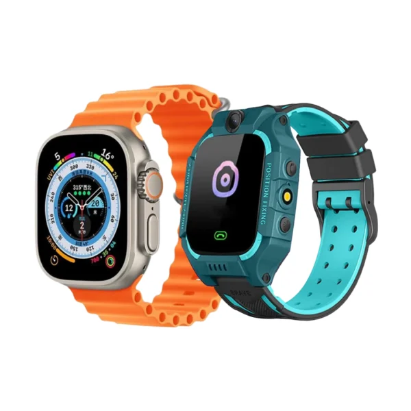 combo de smartwatch para adulto y niño AZ01 color celeste