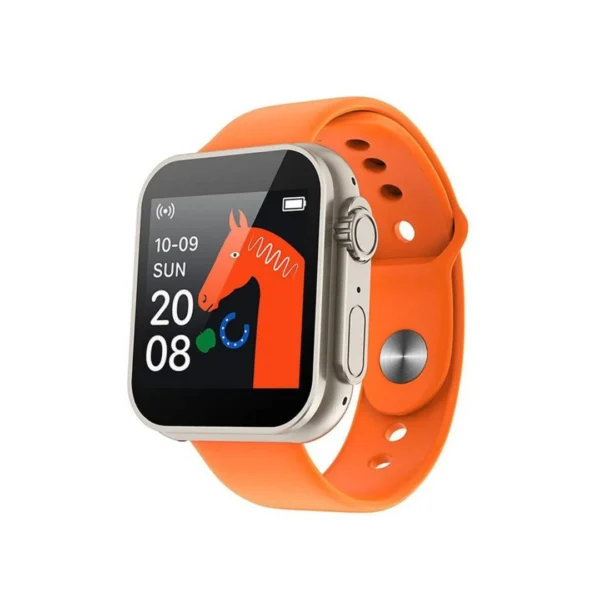 un smartwatch básico tipo cuadrado modelo d20 ultra naranja