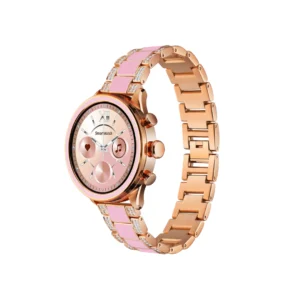 un reloj redondo femenino gen 11 en color rosado