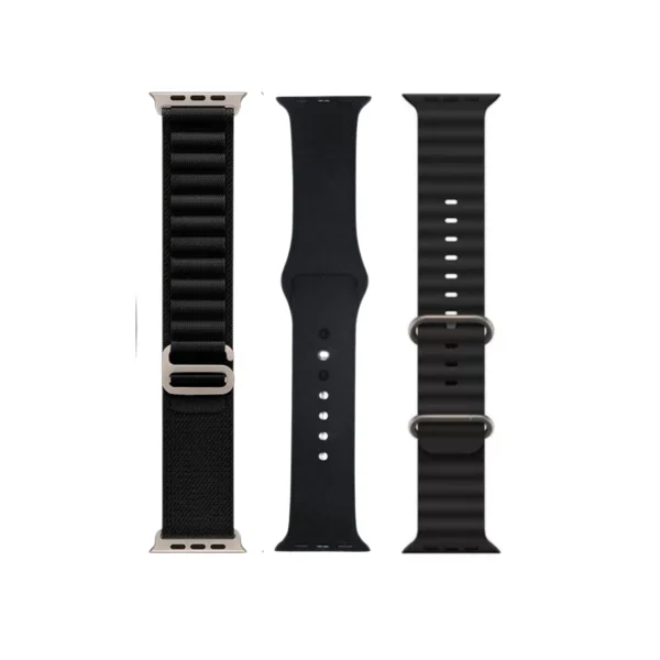 set de tres brazaletes incluidos con el smartwatch ws91 en color negro