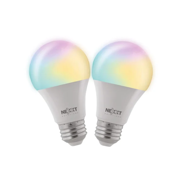 dos bombillos o focos smart de la marca nexxt con opción de luz RGB 2