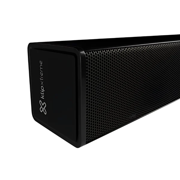 una barra de sonido color negro de la marca klip xtreme modelo kbs-001 de 32 pulgadas vista lateral