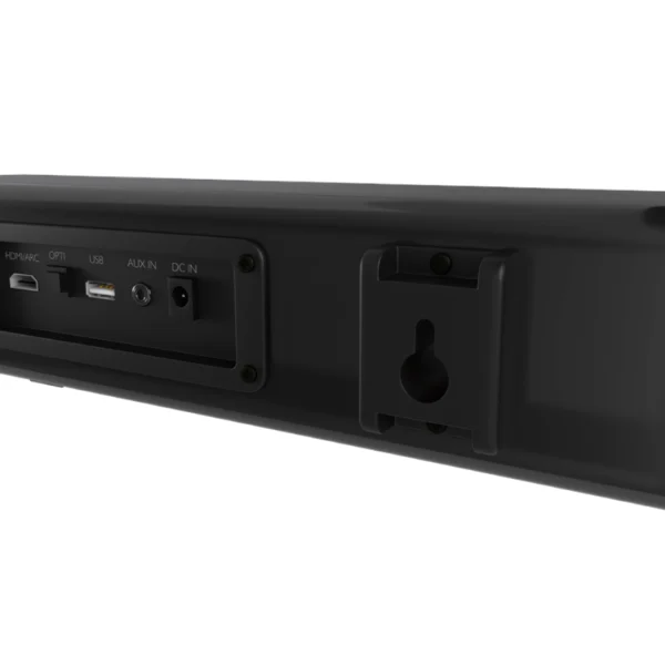 una barra de sonido color negro de la marca klip xtreme modelo kbs-001 de 32 pulgadas vista trasera