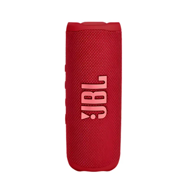 Una bocina color rojo modelo FLIP 6 de marca JBL conectividad bluetooth con resistencia contra agua y polvo