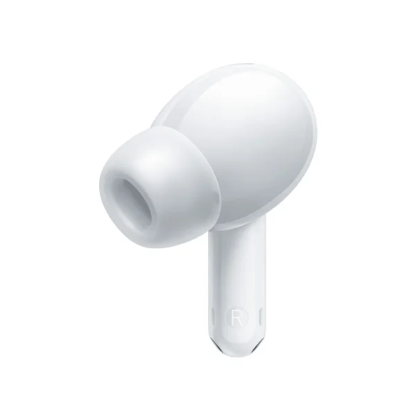 un audífono color blanco de conexión inalámbrica tipo bluetooth de la marca xiaomi modelo redmi buds 6 lite