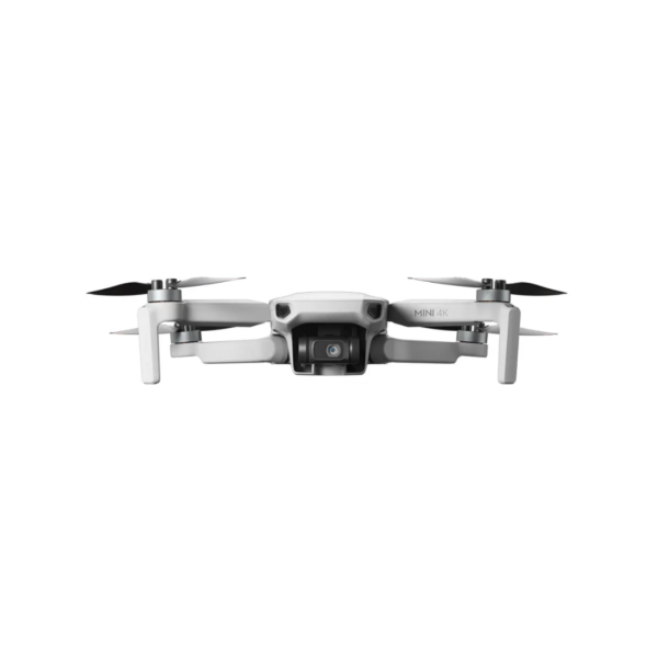 Un Dron DJI MINI 4K vista frontal con sus hélices