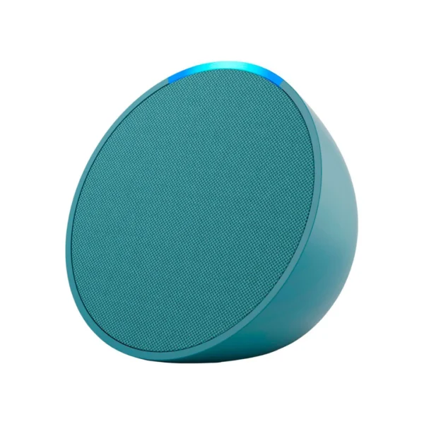 Una AMAZON ECHO en color AQUA vista frontal