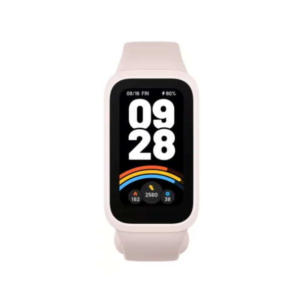 Una banda deportiva de la marca Xiaomi modelo smartband 9 active en color rosado 2