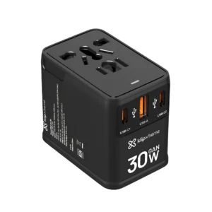 Adaptador Universal Klip Xtreme PowerWall Uni 30 KMC-350 GaN 30W USB-C PD y USB-A QC 3.0